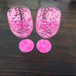 Lilly Pulitzer Pink Tropics Wine glasses
